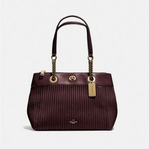 Coach Dark Burgundy Shoulder Bag with Gold Accents